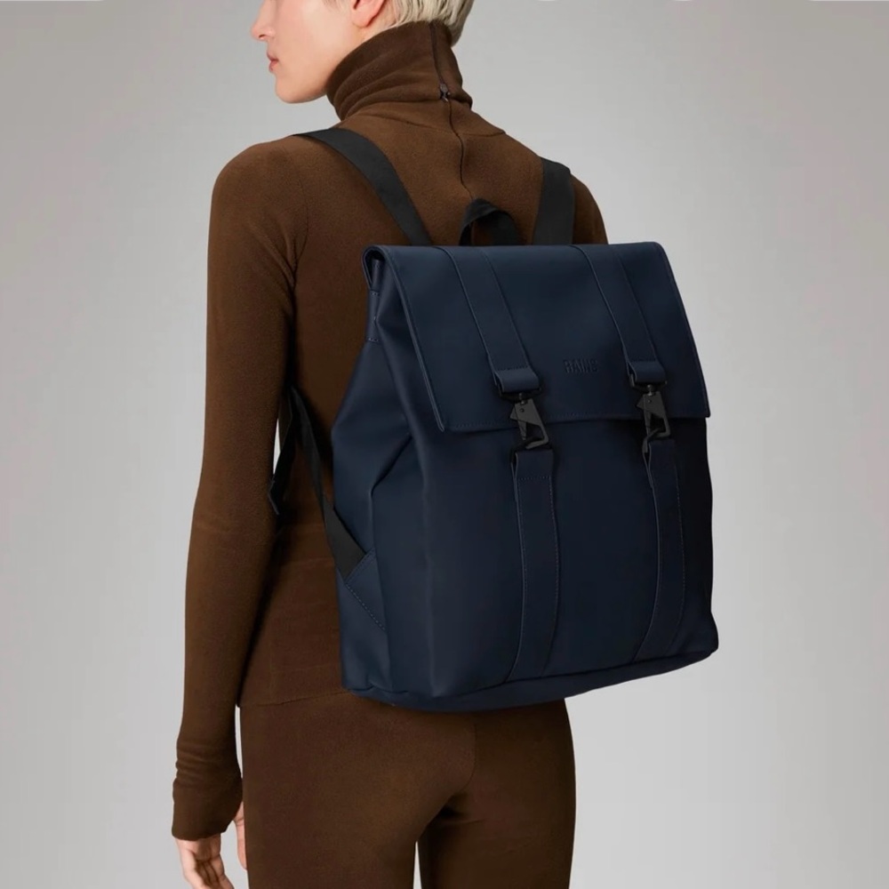 Rains waterproof navy blue backpack